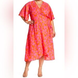 Bobeau Floral Print Orna Wrap Dress